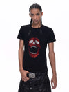 Demon Skull Rhinestone Print Crew Neck Tee