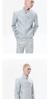 Zipped Fitted Short Biker Jacket