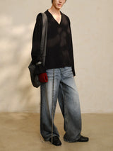 V-Neck Long Sleeve Merino Tencel Sweater