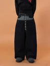 Men's Blue Patchwork Button Cargo Jeans