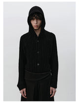 Ribbed Knit Hooded Sweater