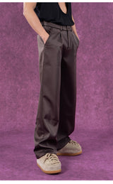 Men's Loose Satin Straight Leg Pants
