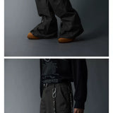 Adjustable Zipper Flared Baggy Cargo Pants