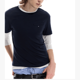 Lightweight Colorblock Two-in-one Three-quarter Sleeve Tee