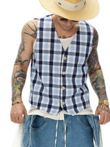 Vintage Plaid Cotton Vest