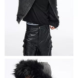 Men's Vintage Detachable Fur Hooded Jacket
