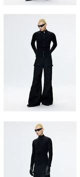 Unisex Black Short Slim Knit Cardigan