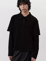 Black Boxy Fit Fake Two-Piece Polo