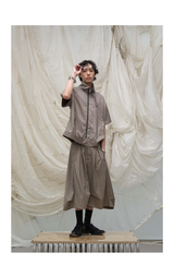 Pleated Draped Cropped Dress Pants