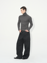 Slim Fit Ribbed Knit Long Sleeve Tops