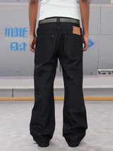 Retro Flared Drawstring Zipper Jeans