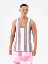 Men's Loose Striped Knit Tank Top