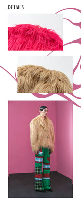Vintage Y2K Fuzzy Leather Button Coat