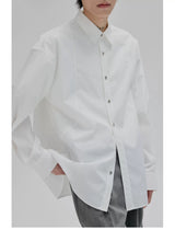 Basic Long Sleeve Cotton Blend Shirt