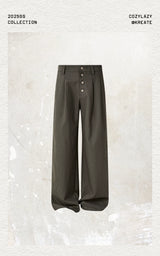 Nut Brown Pleated Straight Pants