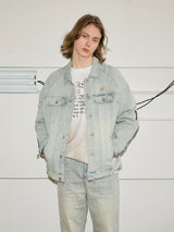 Mud Washed Distressed Denim Jacket