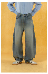 Men's Distressed Blue Wide Leg Jeans