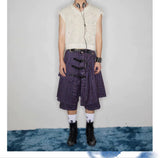 Y2K Plaid Buckle Wide Leg Skort