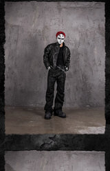 Nightfang Black Waxed Flared Jeans