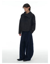 Jacquard Wide Lapel Asymmetric Zipper Jacket