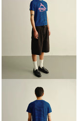 Solid Pleated Drawstring Casual Shorts