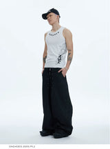 Fitted Cross Print Ribbed Tank Tops
