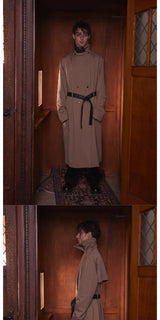 Long Loose Stand Collar Trench Coats