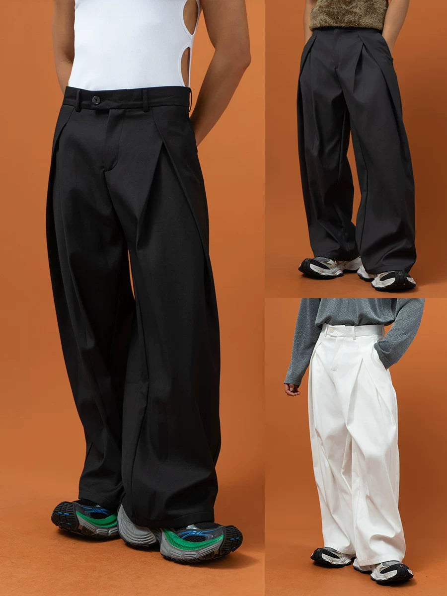 Men's Pleated Wide Leg Dress Pants