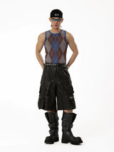 Men's Colorblock Plaid Knit Sports Vest