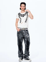 Men's Heavy Silver Straight Leg Jeans