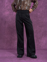 Black High Waist Men's Casual Pants