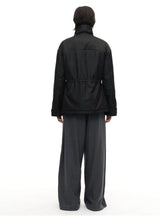 Drawstring High Neck Loose Padded Parka