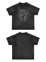 Heavyweight Loose Washed Gray Printed Tee