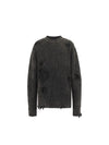 Faded Distressed Patched Knit Sweater