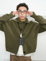 Men's High Neck Wool Cardigan