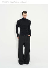 Long Sleeve Turtleneck Ribbed Knit Top