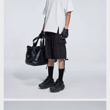 Casual Three Color Pocket Drawstring Shorts