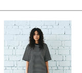 Black White Striped Cotton Silk T-Shirt