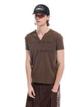 Distressed Print Slim Fit V-Neck Tee