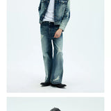 Two Tone Cropped Wide Denim Jacket