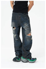 Black Ripped Distressed Wide Leg Jeans