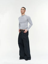 Slim Fit Ribbed Knit Long Sleeve Tops