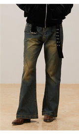 Cleanfit Washed Yellow Slim Flared Jeans