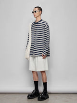 Striped Raw Edge Long Sleeve Tee