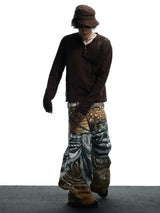 Vintage 3D Printed Baggy Jeans
