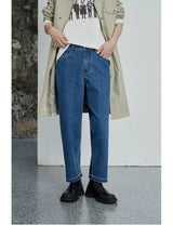 Vintage Washed Distressed Straight Cropped Jeans