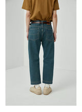 Vintage Washed Straight Ankle Jeans