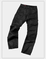 Waxed Distressed Curved Slim Jeans
