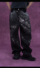 Men's Black Sparkly Wide Leg Jeans