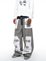 Men's Raw Printed Wide Leg Jeans